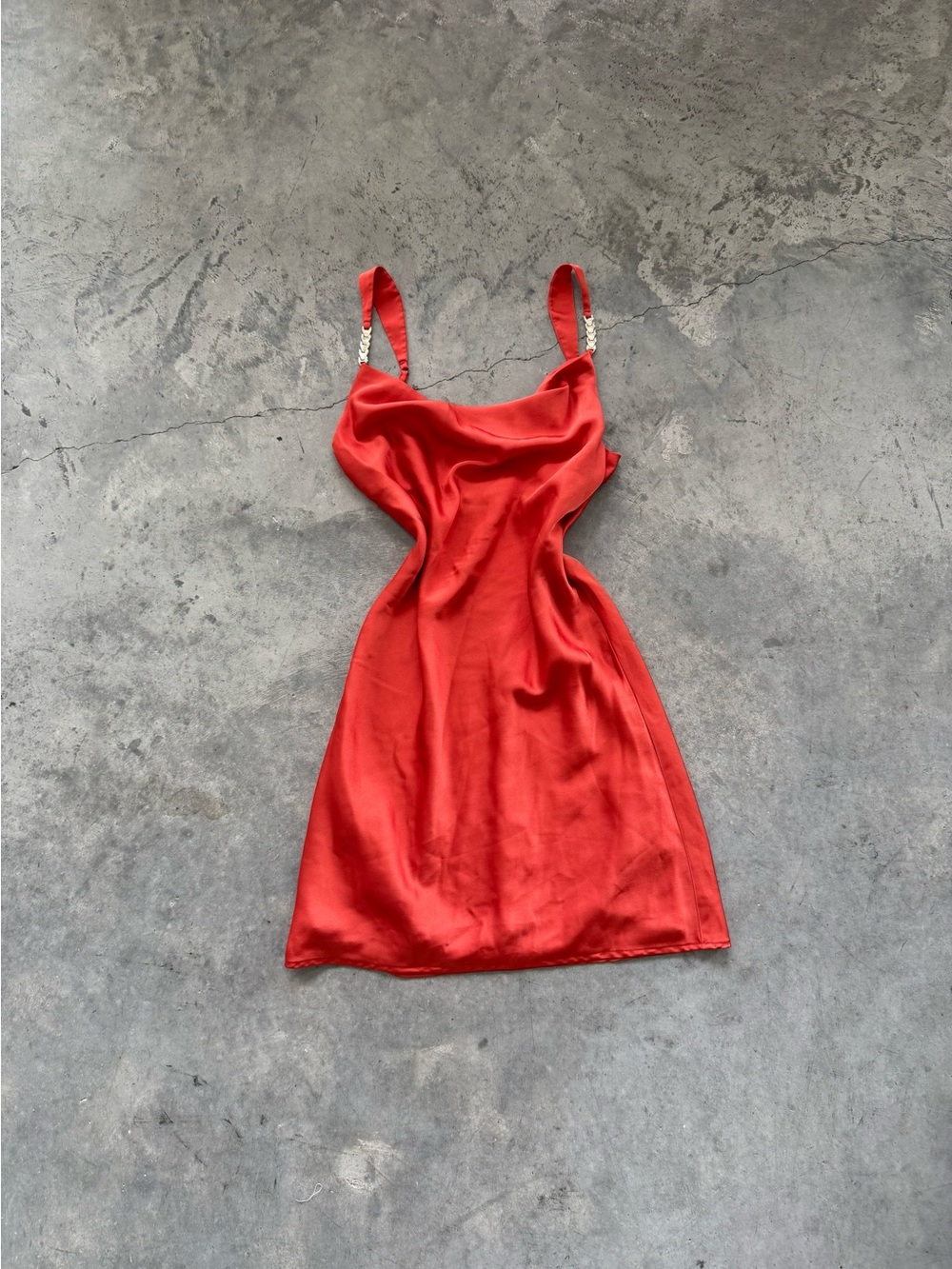Guess by Marciano Orange Satin Mini Dress with Embellished Straps